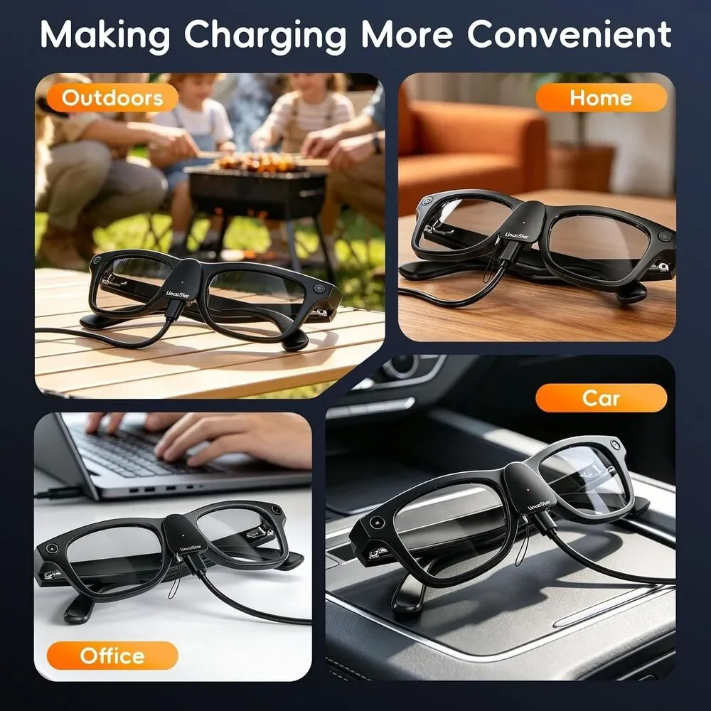 2 Pack Charger Adapter for Ray-Ban Meta Smart Glasses Gen 1 & Gen 2 USB Cable